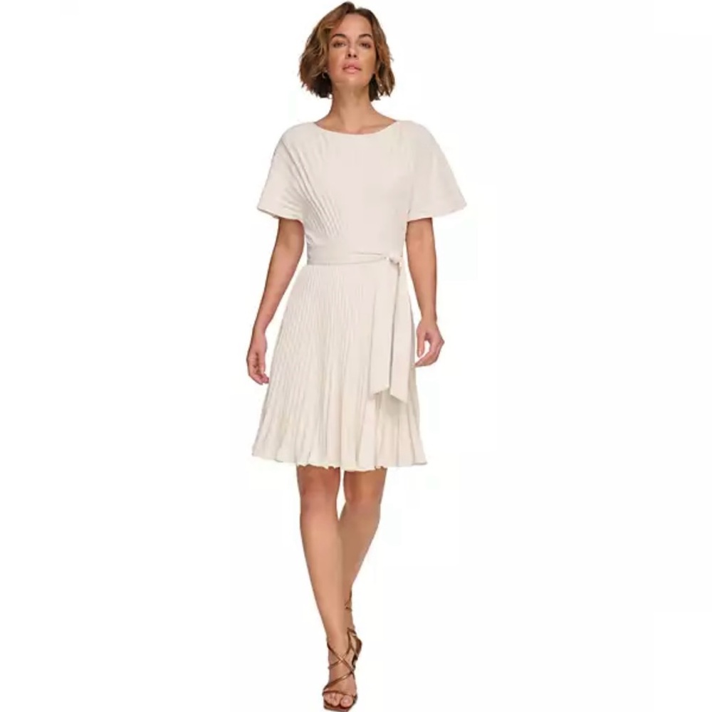 DKNY Sunburst Pleated Fit & Flare Dress